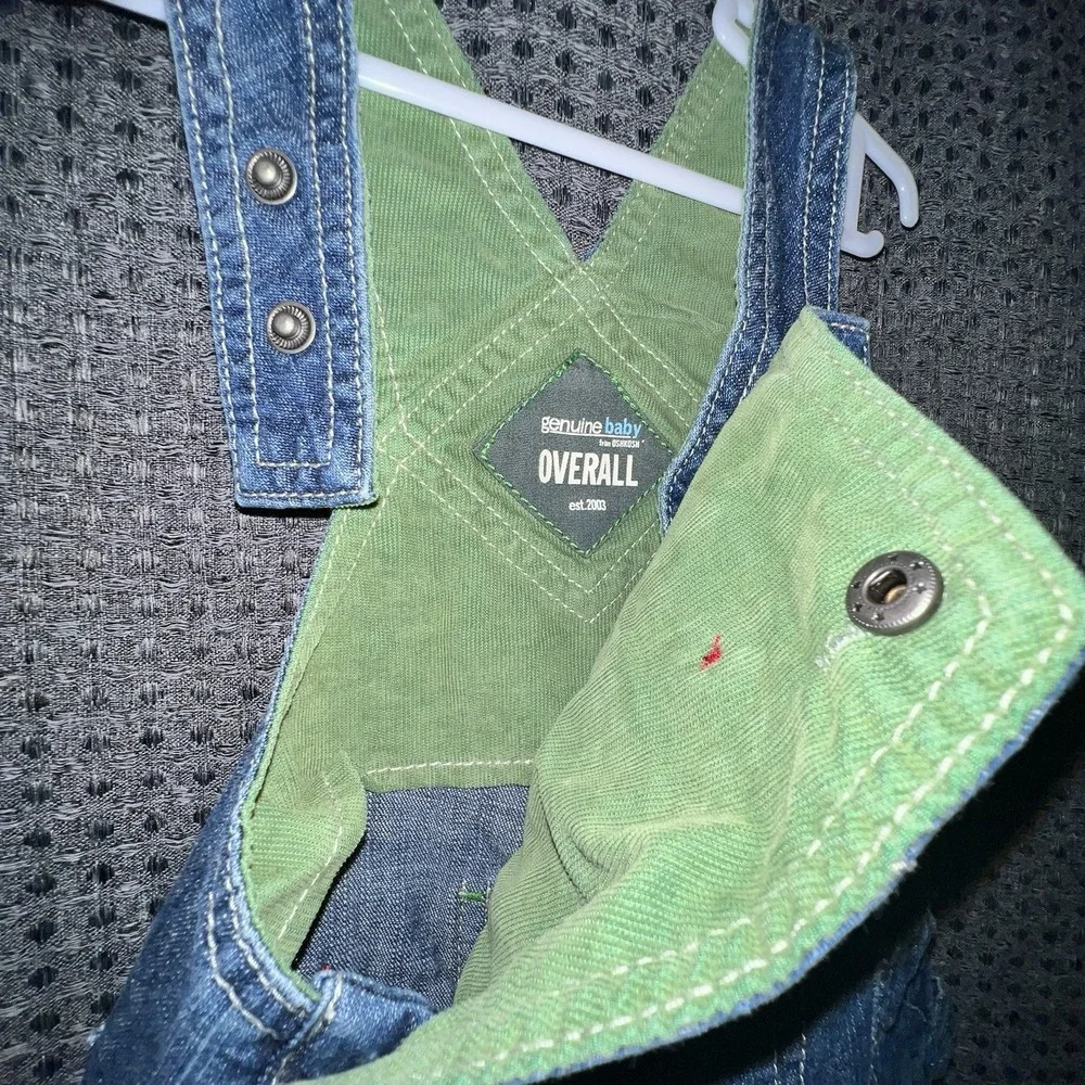 Oshkosh 3M Genuine Denim Bib Overall Baby Snap One Piece Blue Country Photo Prop